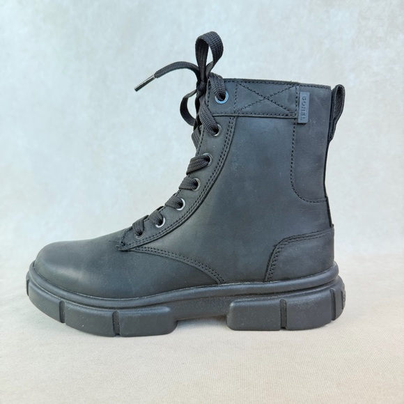 Sorel Explorer Black Leather Lace-Up Combat Boots Side Zip Women size 8 - Picture 3 of 14